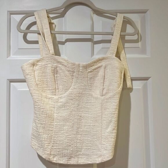 Anthropology Maeve Structured Tie Tank Sz L Cream/ White - Picture 5 of 11